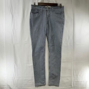 Levi's 524 Skinny Jeans Womens 7M Blue White Railroad Stripe Stretch Denim 28x32